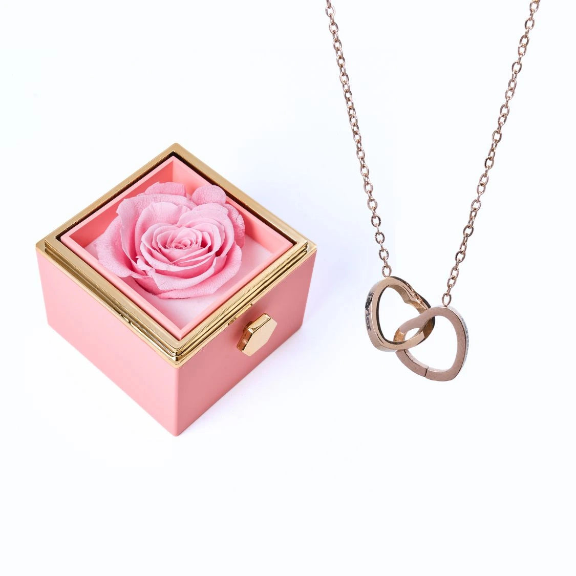 Floraza™ - Colar Dois Corações + Caixa Rotativa de Brinde