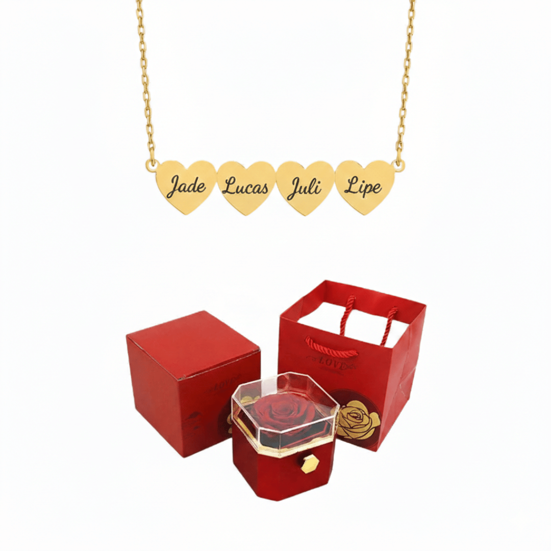 Caixa Rotativa com Rosa Eterna Dia das Mães