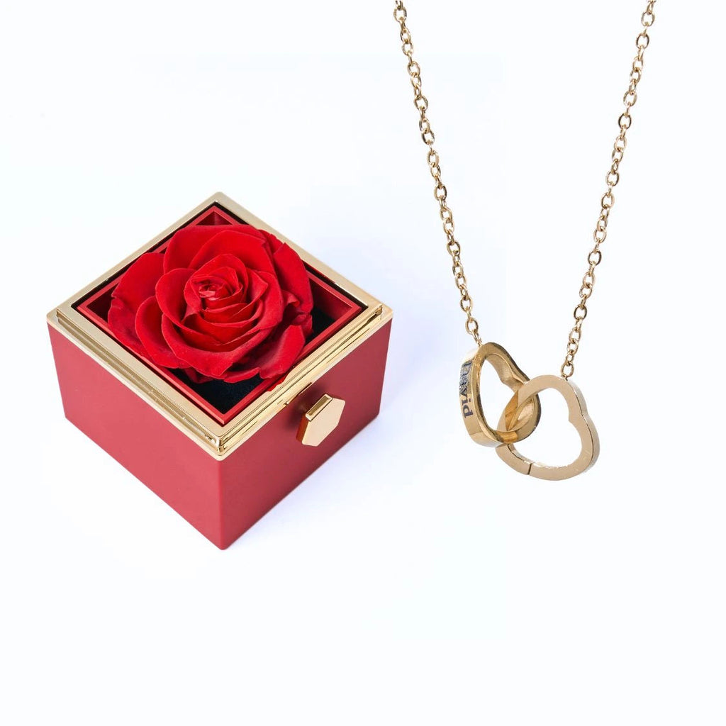 Floraza™ - Colar Dois Corações + Caixa Rotativa de Brinde