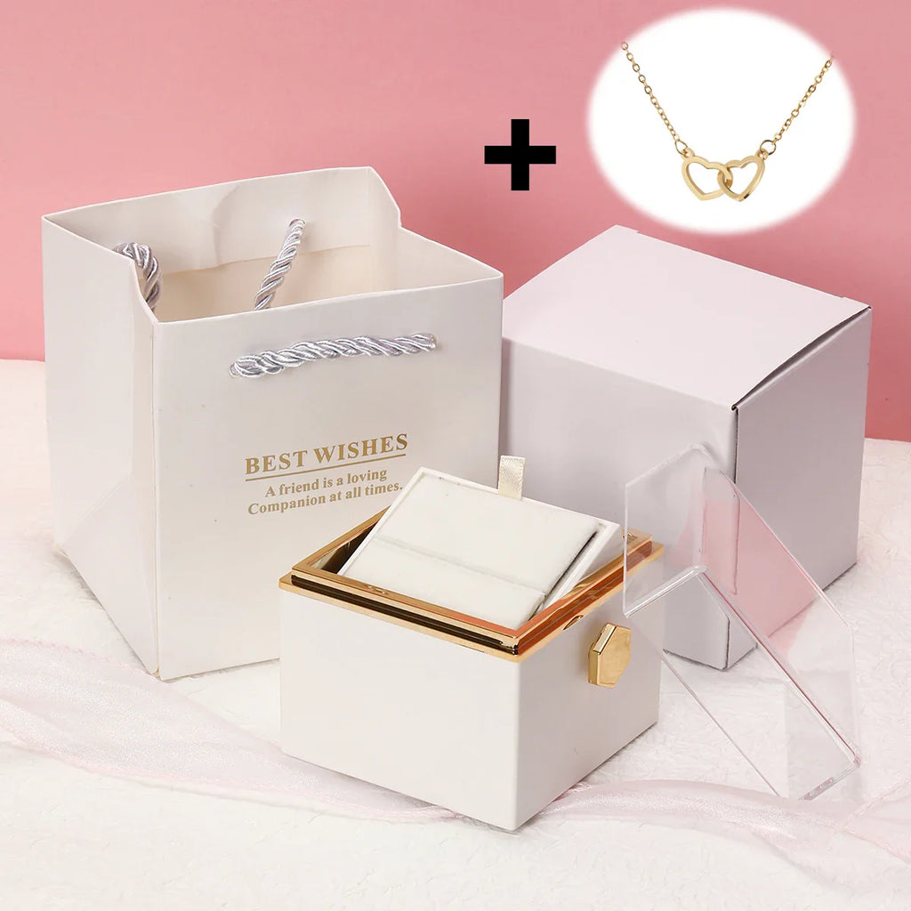 Floraza™ - Colar Dois Corações + Caixa Rotativa de Brinde - Cor Branca Exclusiva