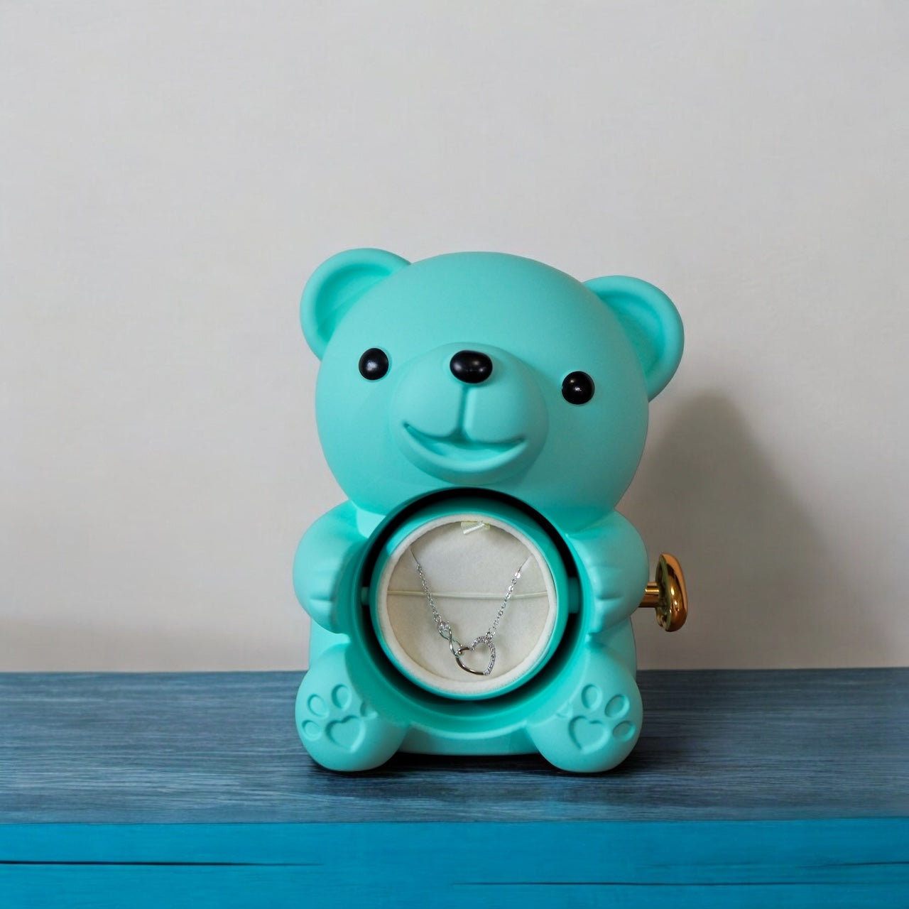 Urso Rotativo c/ Rosa Eterna e Colar Amor Infinito