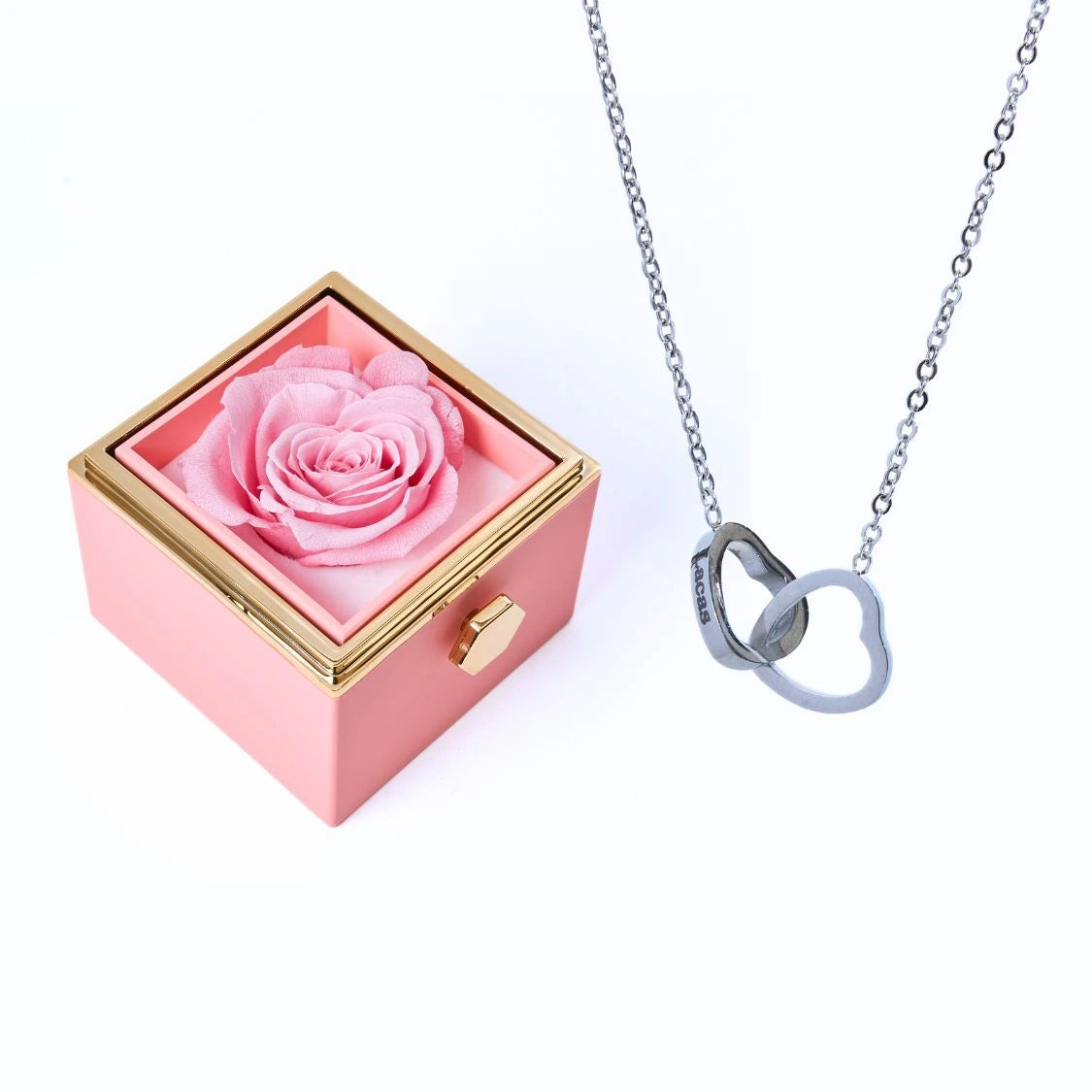 Floraza™ - Colar Dois Corações + Caixa Rotativa de Brinde