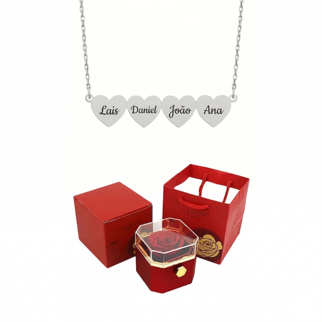 Caixa Rotativa com Rosa Eterna Dia das Mães