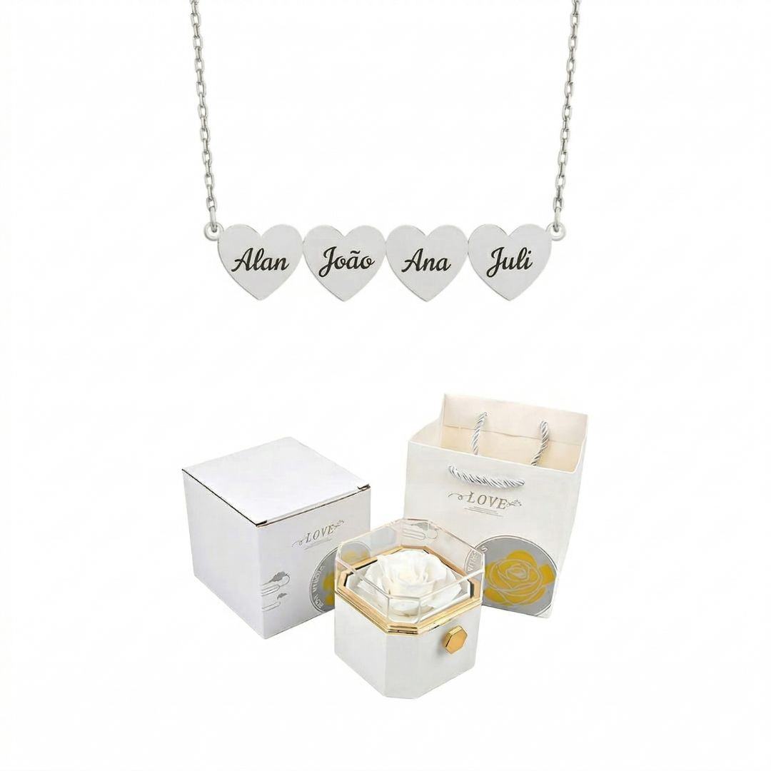 Caixa Rotativa com Rosa Eterna Dia das Mães